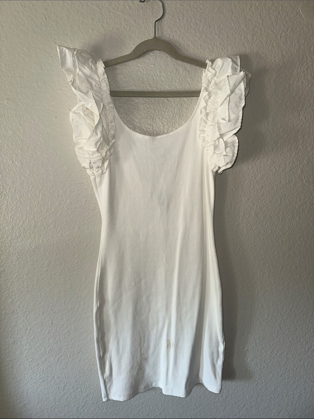 H&M White Ribbed Tank Top with Branded Neck Label